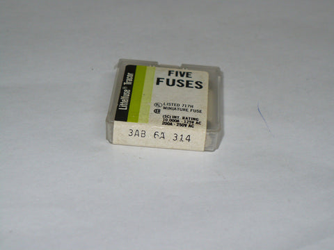 Littelfuse 3AB 6A 314 Fuse, Box of 5, New