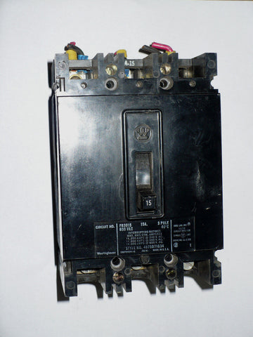 1 pc Westinghouse FB3015 Circuit Breaker, 3 Pole, 30 Amp, Used