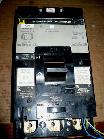 1 pc Square D LAL364001386 Circuit Breaker, 3P, 400A, w/ Shunt Trip & Aux., Used