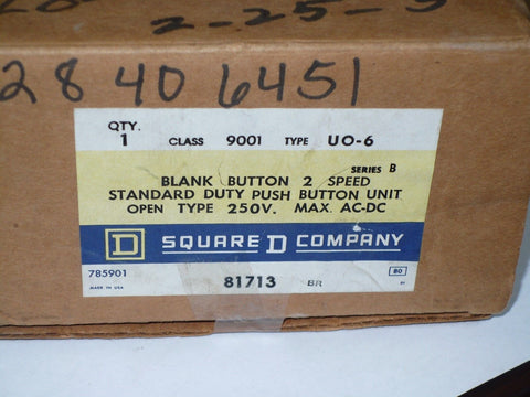 1 pc Square D 9001-UO6 2 Speed Standard Duty Push Button Unit, New