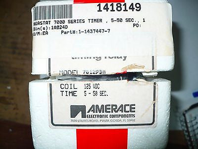 Tyco/Agastat 7012PDM Relay Time Delay, 5-50sec, 125VDC Coil, New