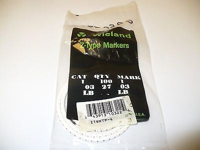 Wieland Electric Z1WHTP-4 Z-Type Markers, Mark #4, Bag of 100, New