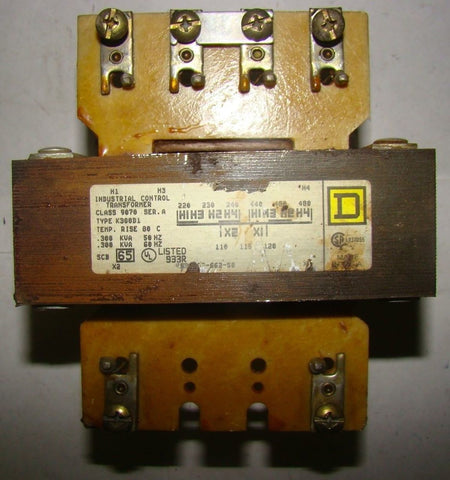 1pc. Square D 9070 Series A K300D1 Industrial Control Transformer, Used