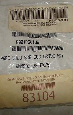 5pc.Unknown Manufacturer 303 Pk 5 Stainless Steel Shoulder Screw,Hex Socket, New