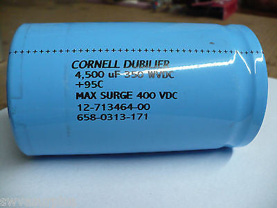 Cornell Dubilier 658-0303-985 Capacitor, 4,400uF, 350 WVDC, 12-713464-00, Used