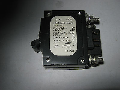 Airpax Circuit Breaker, IULHK12-1RS4-27759-4, 20A, 250V, New
