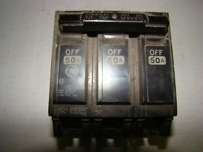 General Electric HACR Circuit Breaker, 3-Pole, 50A, CU-AL, Used