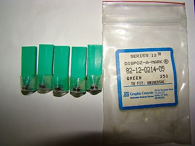 (Lot of 5) Graphic Controls Green DISPOZ-A-MARK 82-12-0214-05, New
