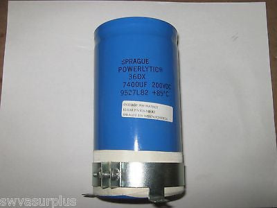 Sprague 36DX742F200DF2A Powerlytic Capacitor, 7400uF, 200VDC, Used