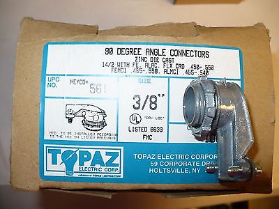 1 pc.Topaz 100 90 Degree Angle Connector, Zinc Die Cast, 3/8", New